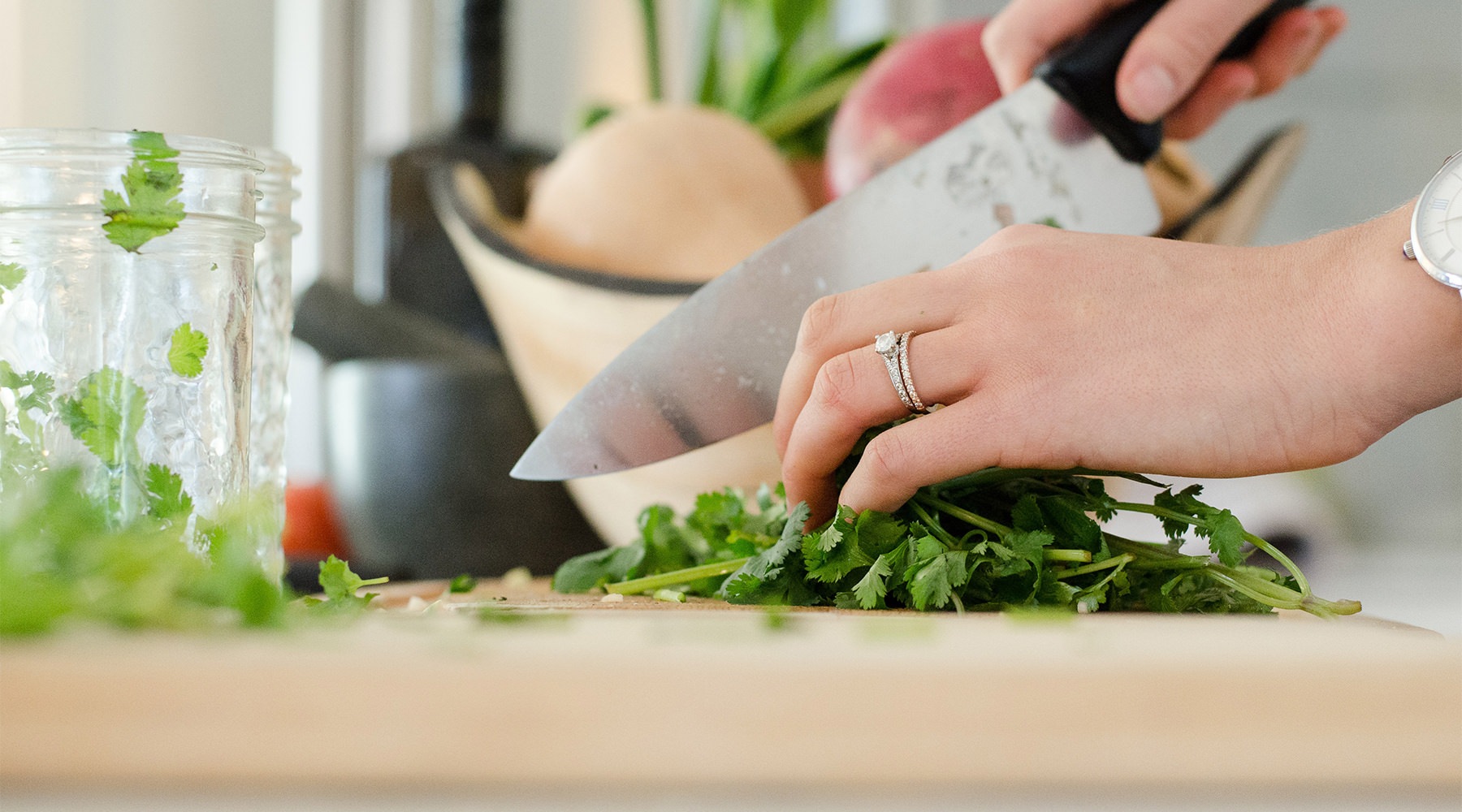 person chopping veggies